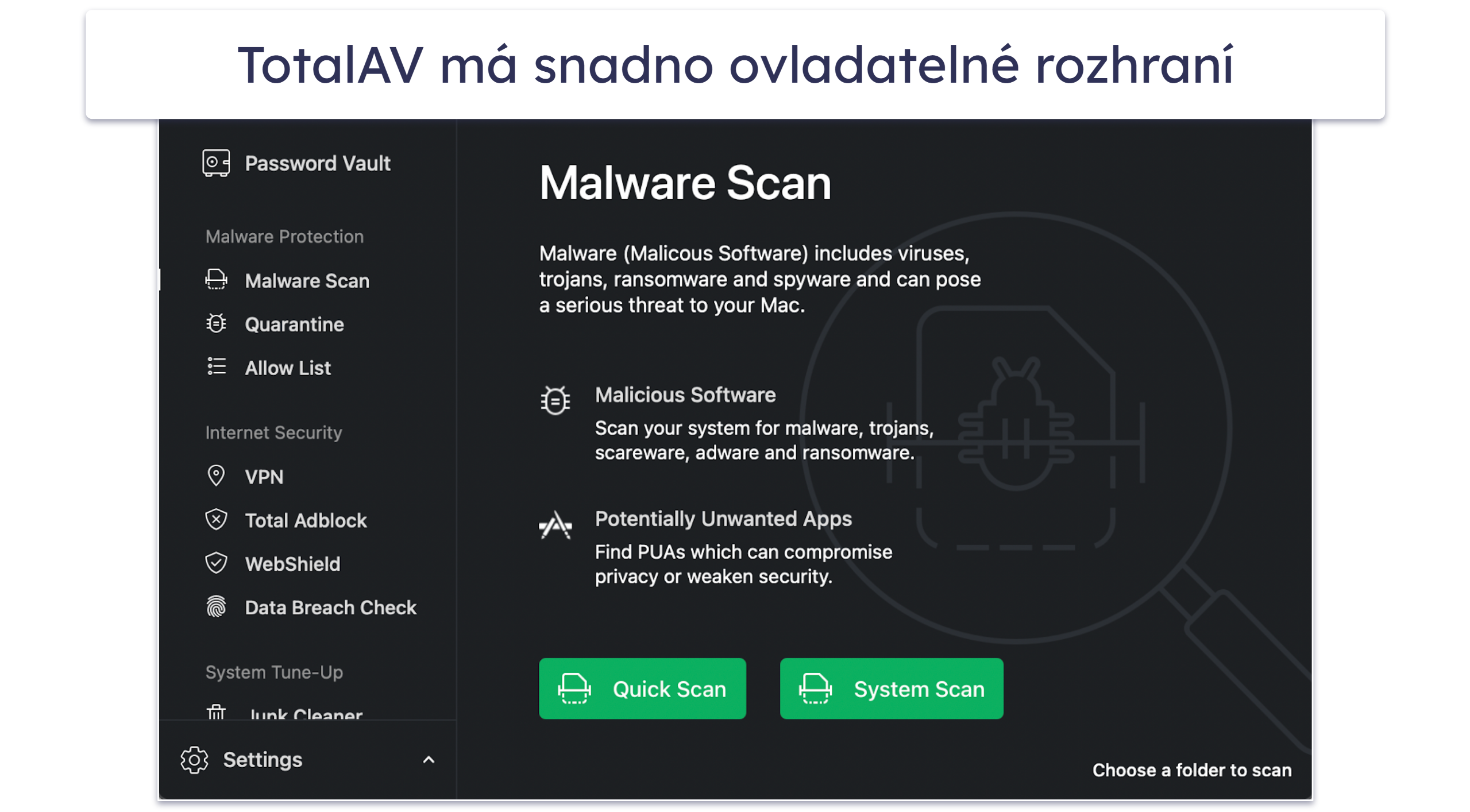 🥈2. TotalAV — Nejlepší pro optimalizaci Macu