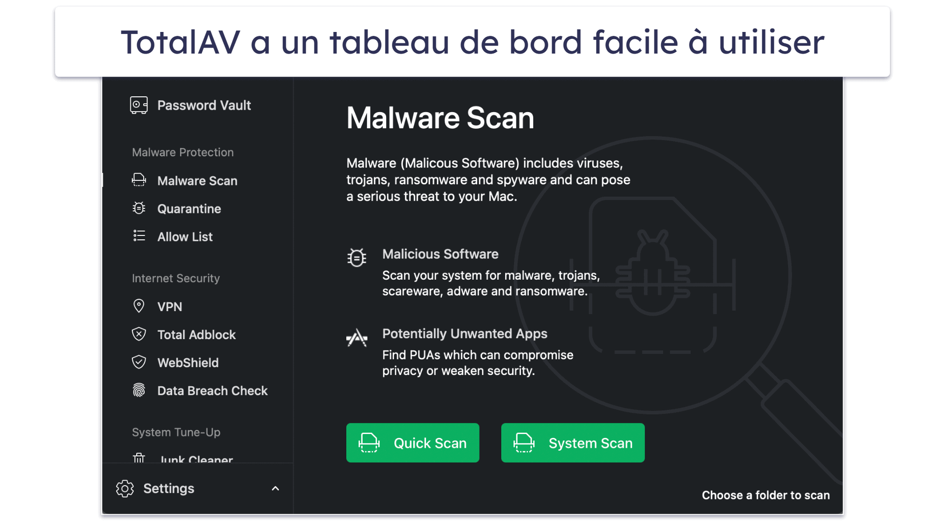 🥈2. TotalAV — Le meilleur sur l’optimisation de Mac