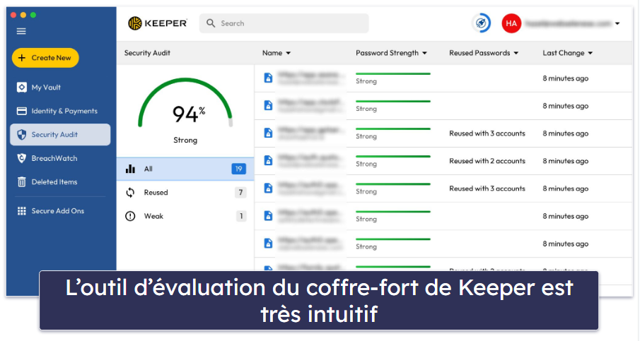 4. Keeper : fonctionnalités de sécurité de pointe (dont une messagerie chiffrée)