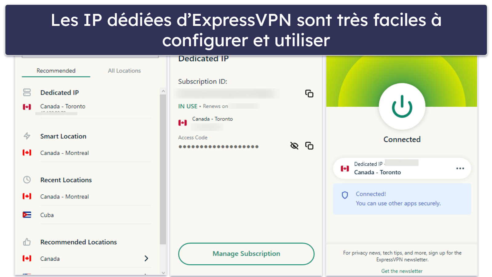 🥇1. ExpressVPN : le meilleur VPN avec des adresses IP dédiées