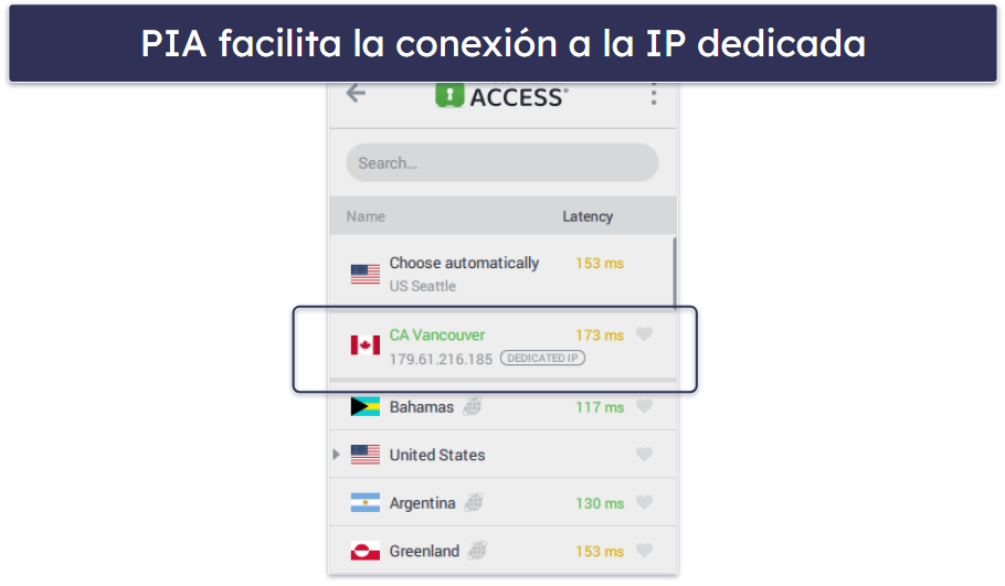 2. Private Internet Access: Permite usar IP dedicadas en tantos dispositivos como quieras