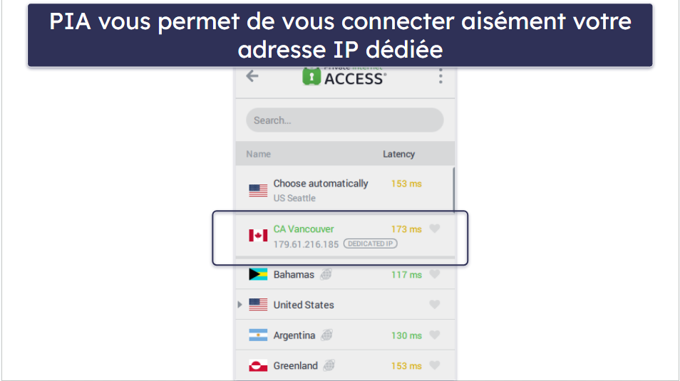 🥈2. Private Internet Access : IP dédiées sur un nombre illimité d’appareils