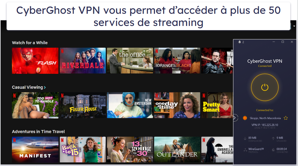 🥉3. CyberGhost VPN : une excellente prise en charge du streaming avec ses adresses IP dédiées