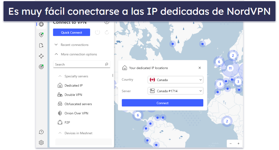 4. NordVPN: Cuenta con funciones de máxima seguridad para navegar de forma segura con las IP dedicadas