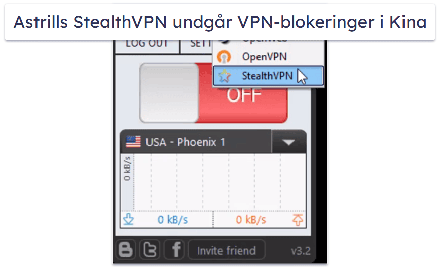 4. Astrill VPN — Stealth VPN og Smart Mode til Kinas Firewall