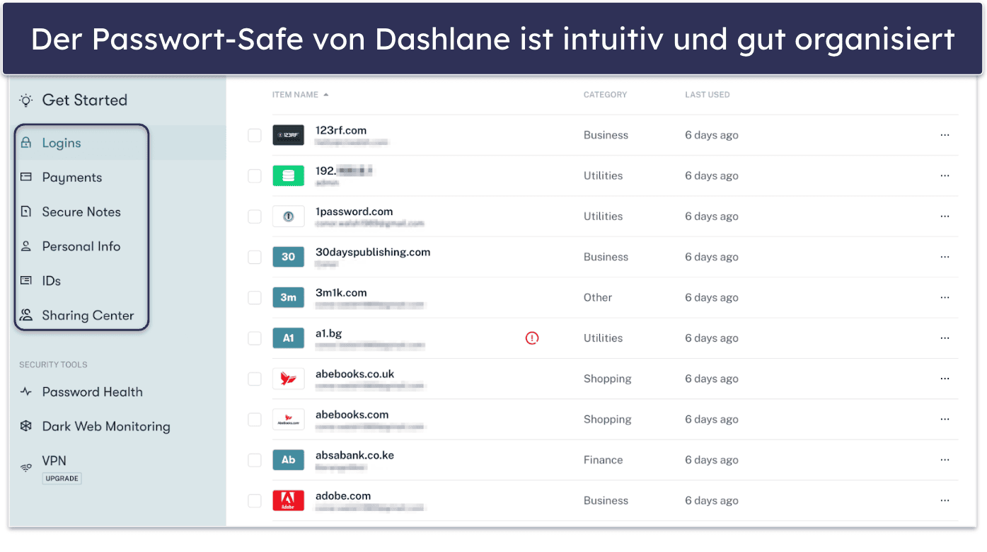 🥈2. Dashlane – benutzerfreundliche Oberfläche mit einem VPN