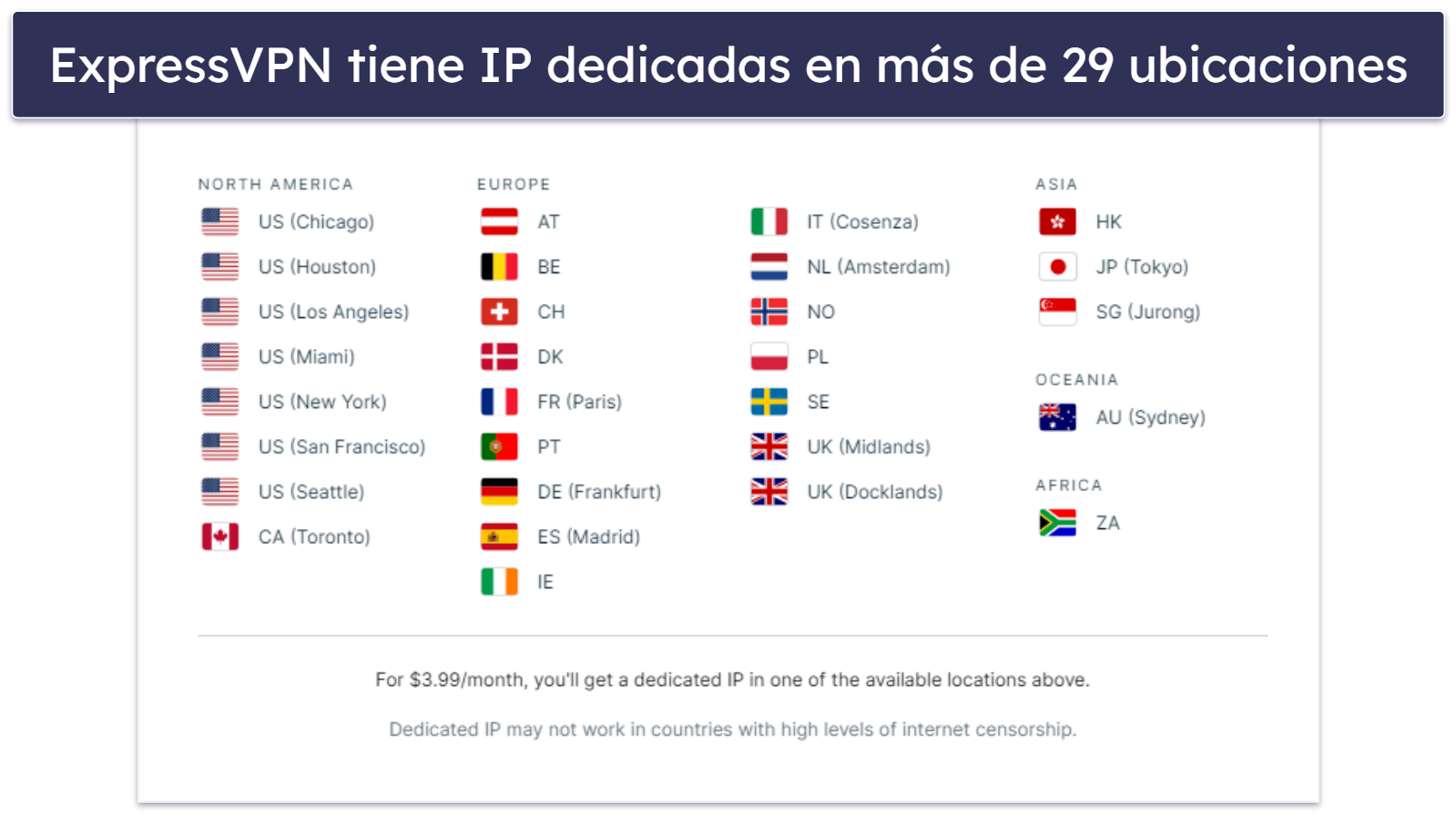 1. ExpressVPN: Es la mejor VPN con IP dedicadas