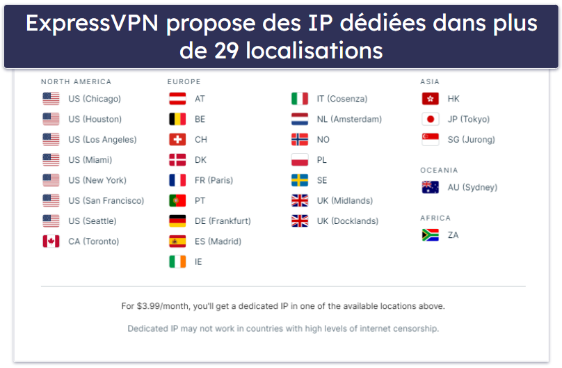 🥇1. ExpressVPN : le meilleur VPN avec des adresses IP dédiées