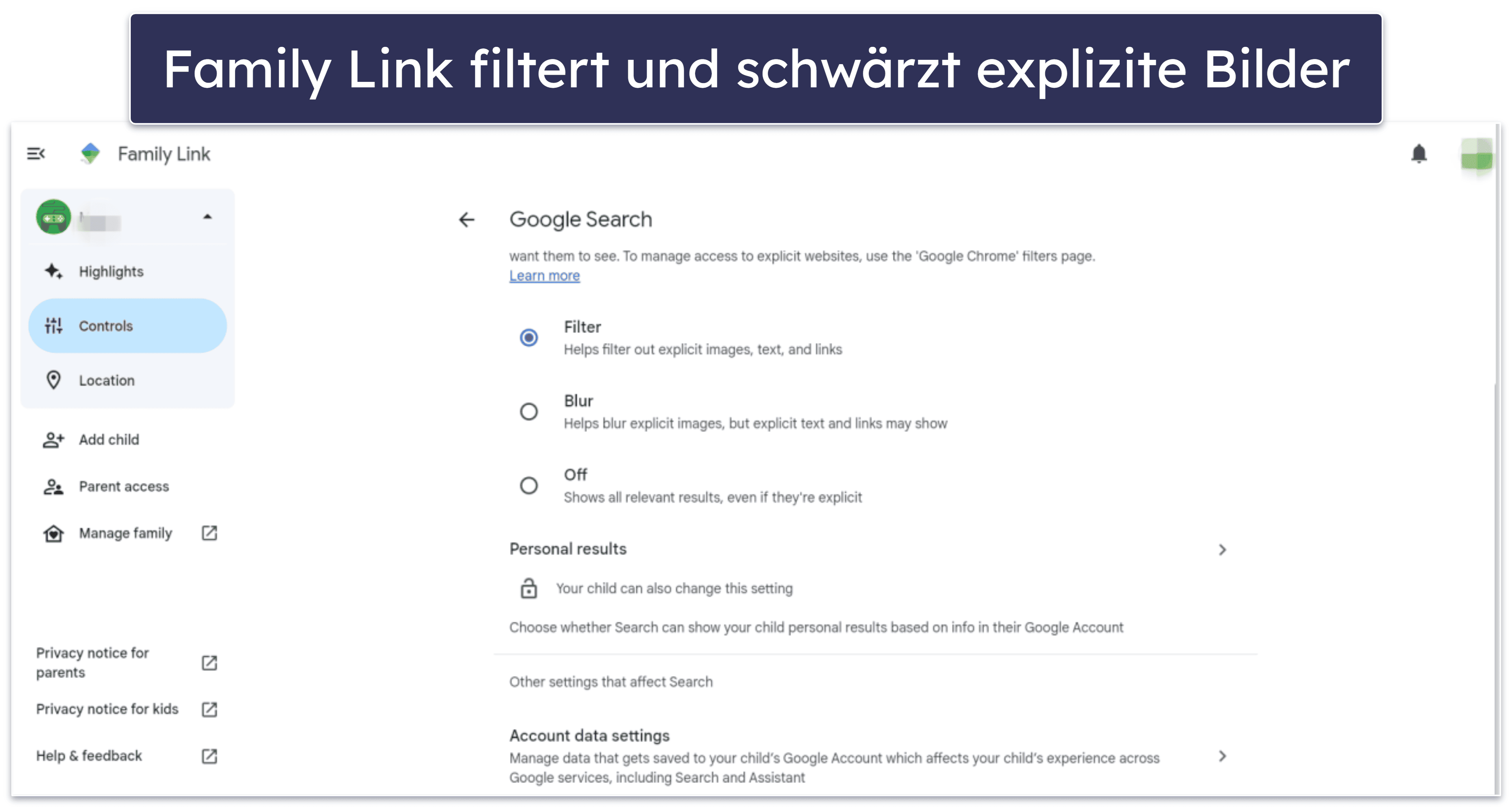 Funktionen von Google Family Link