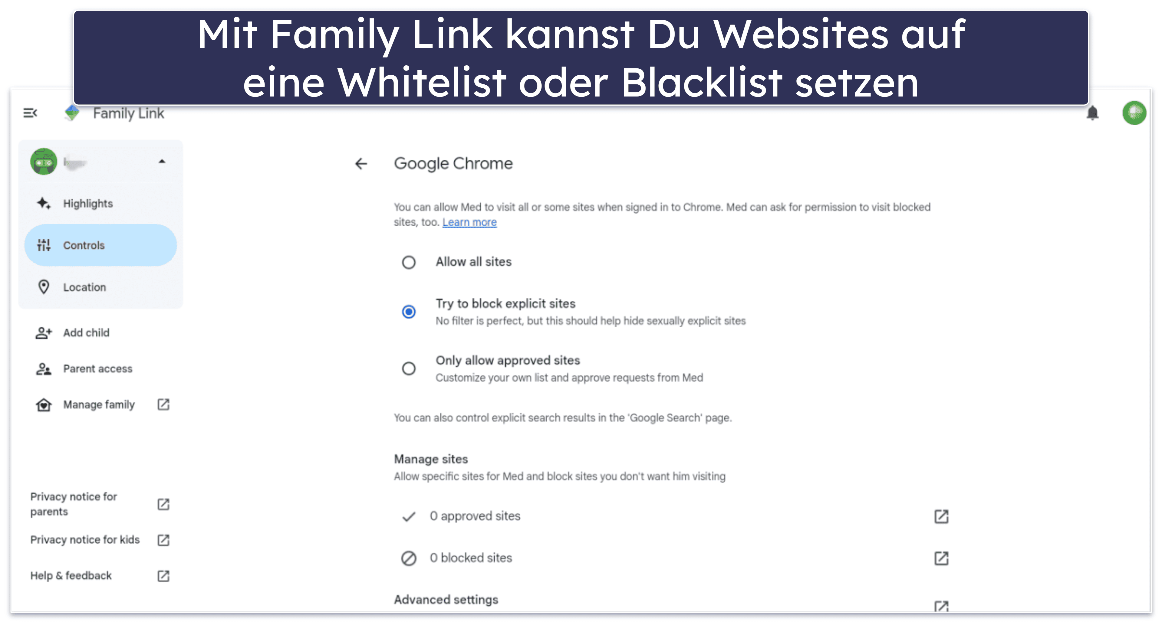 Funktionen von Google Family Link