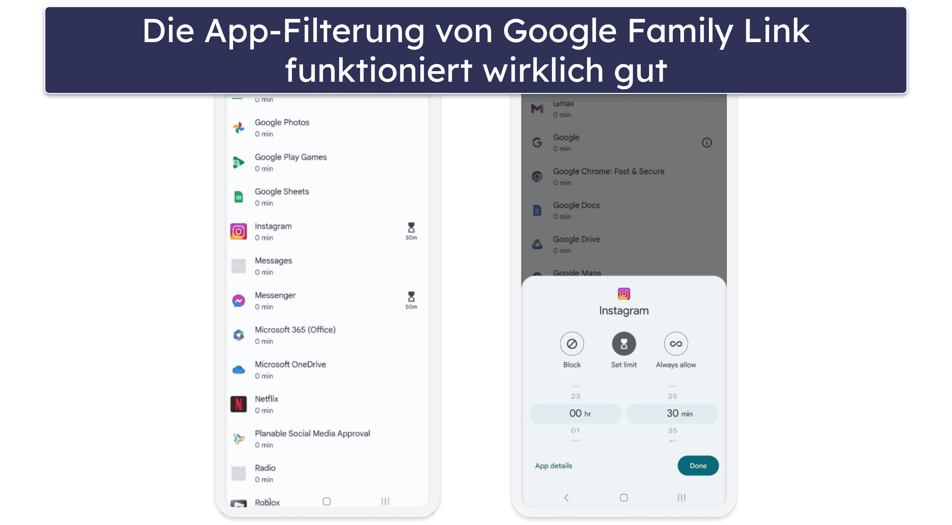 Funktionen von Google Family Link