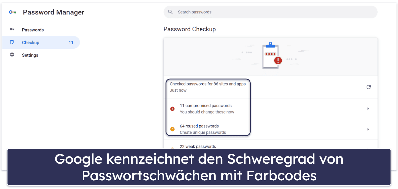 Google Passwortmanager – Sicherheitsfunktionen