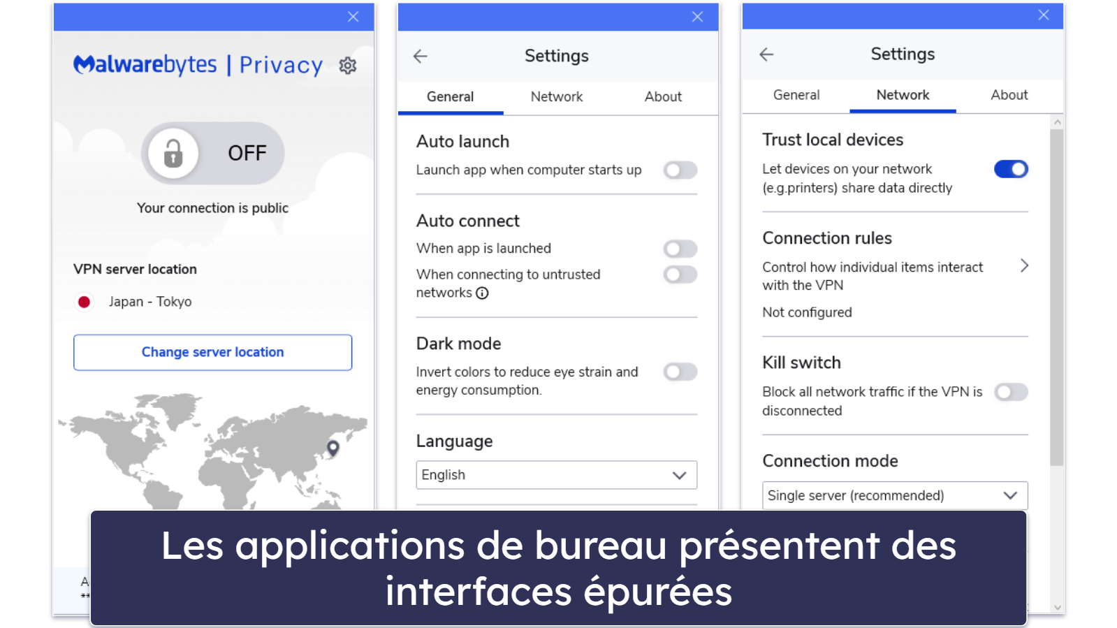 Malwarebytes Privacy VPN – Facilité d’utilisation : Les applications mobiles et de bureau sont intuitives, mais il manque la compatibilité avec les routeurs.