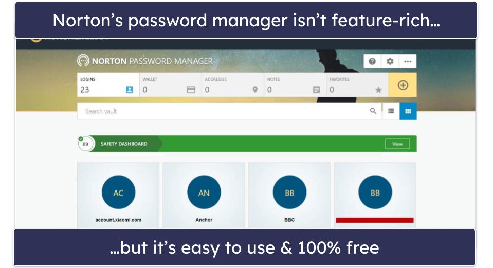 Bonus. Norton Password Manager — Best Antivirus + Password Manager Combo