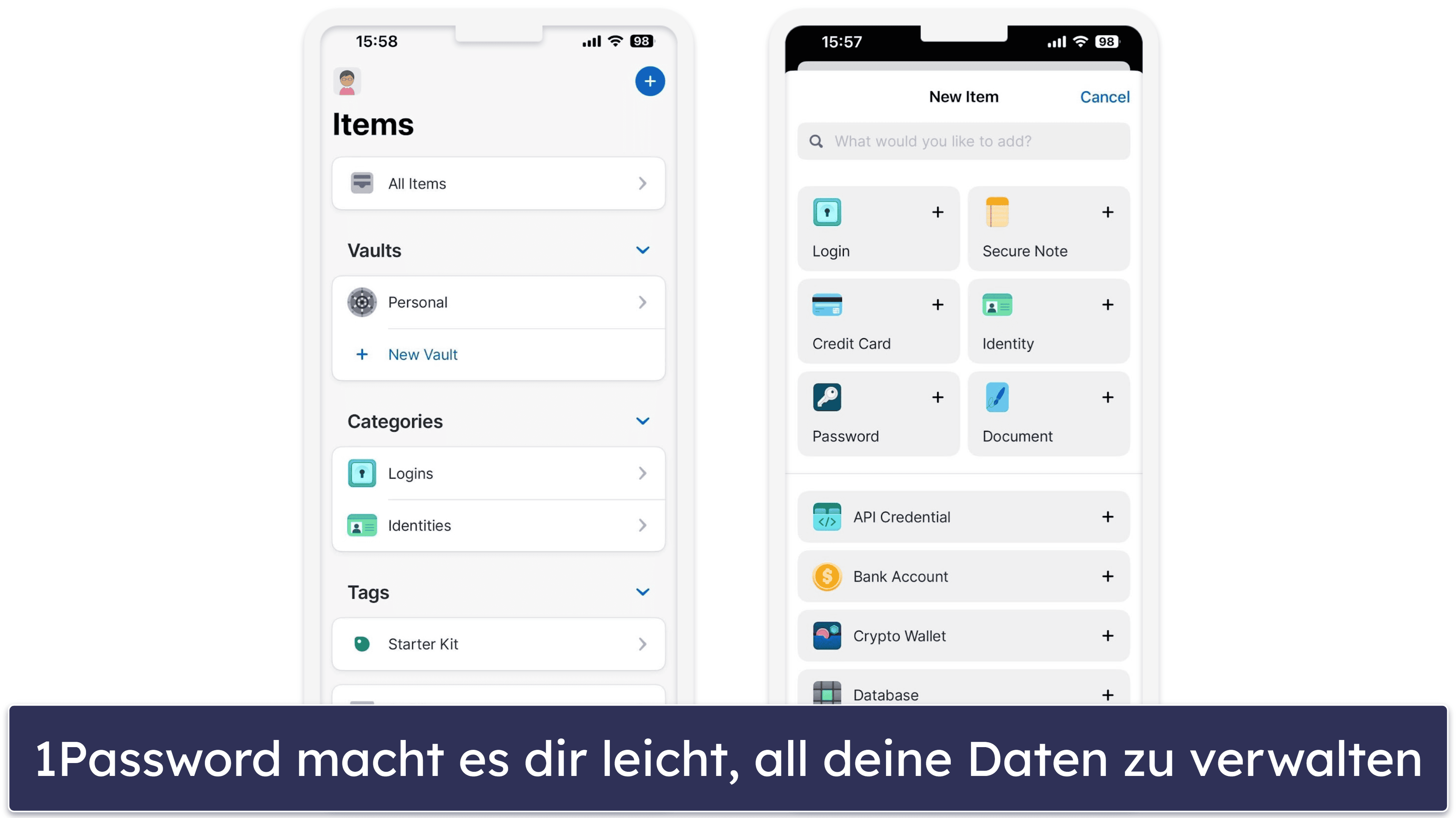 🥈2. 1Password — Unbegrenzte Speicherung von Passwörtern in mehreren Tresoren