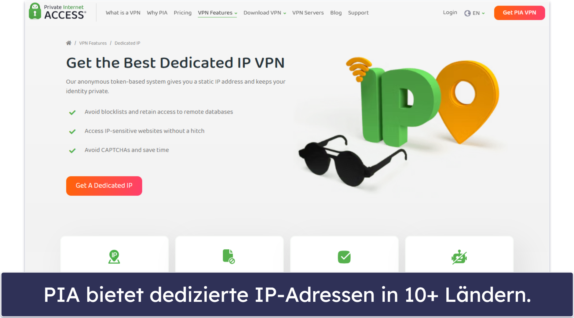 🥈2. Private Internet Access – viele Smart-DNS-Standorte + dedizierte IPs