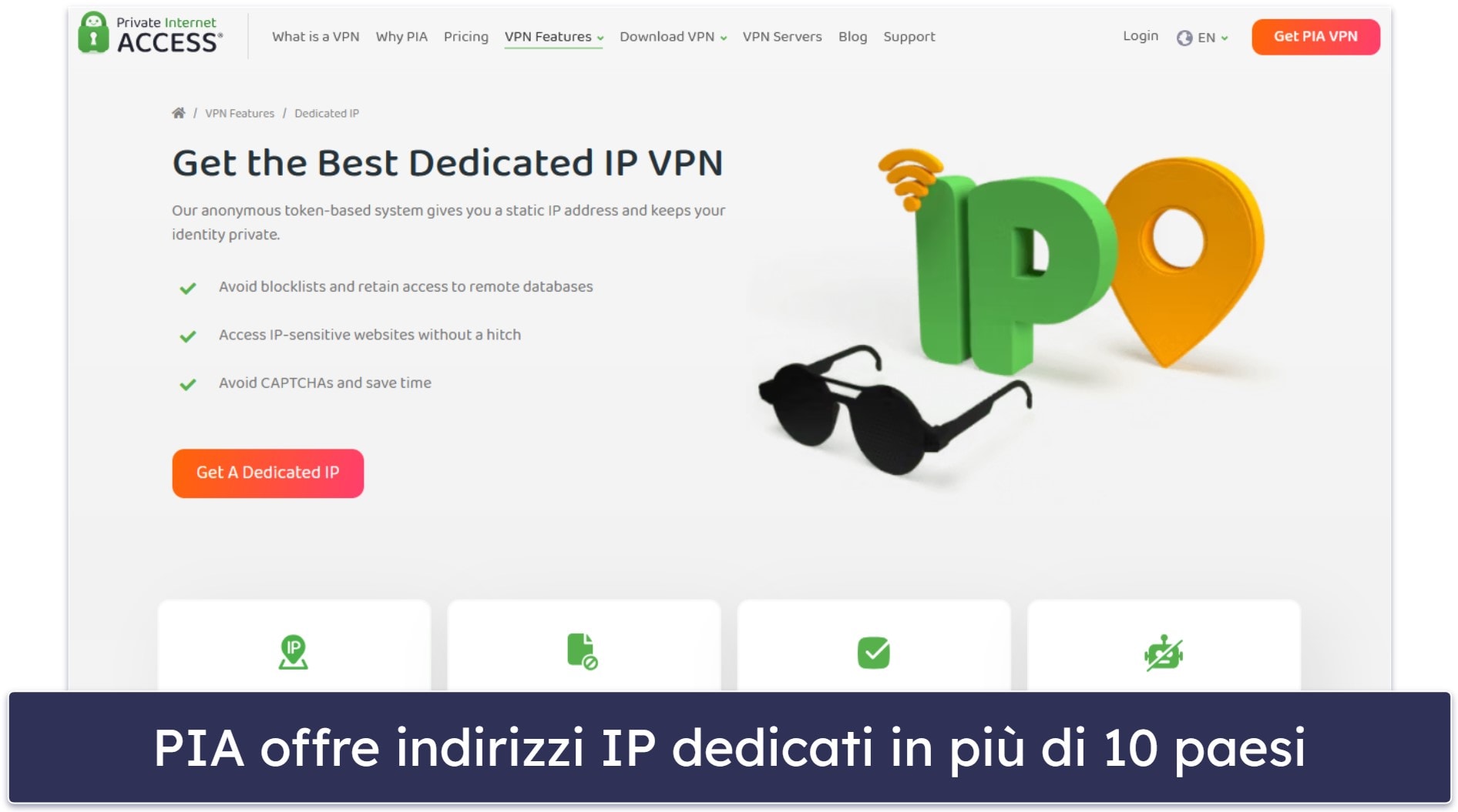 🥈2. Private Internet Access — molti luoghi smart DNS + IP dedicati