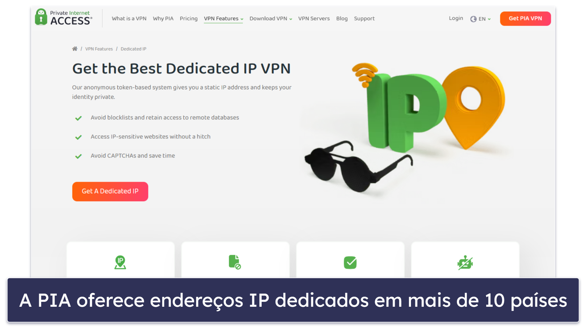 🥈2. Private Internet Access — muitos locais de DNS inteligente + IPs dedicados