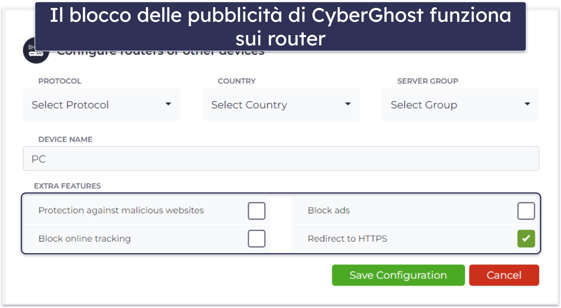 🥉3. CyberGhost VPN — configurazione semplice + server ottimizzati per lo streaming