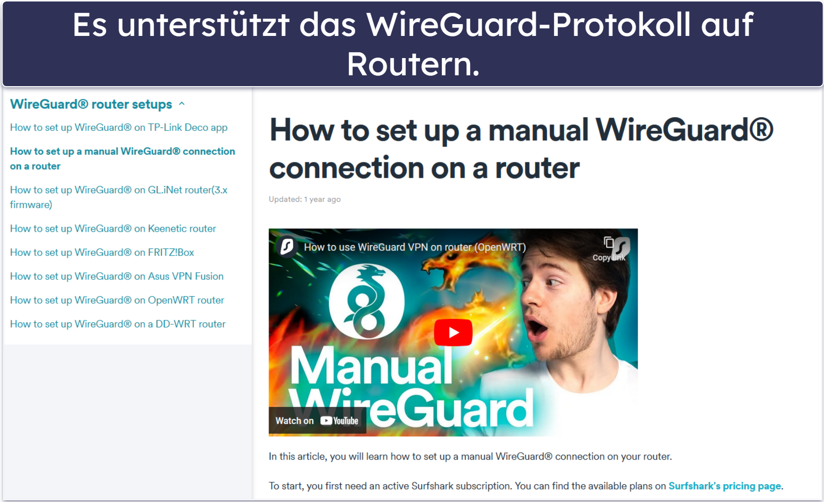 5. Surfshark – unterstützt das WireGuard-Protokoll für höhere Geschwindigkeiten