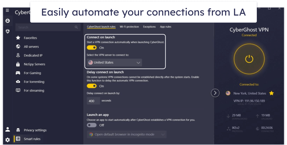 🥉3. CyberGhost VPN — Dedicated Servers for Streaming From LA