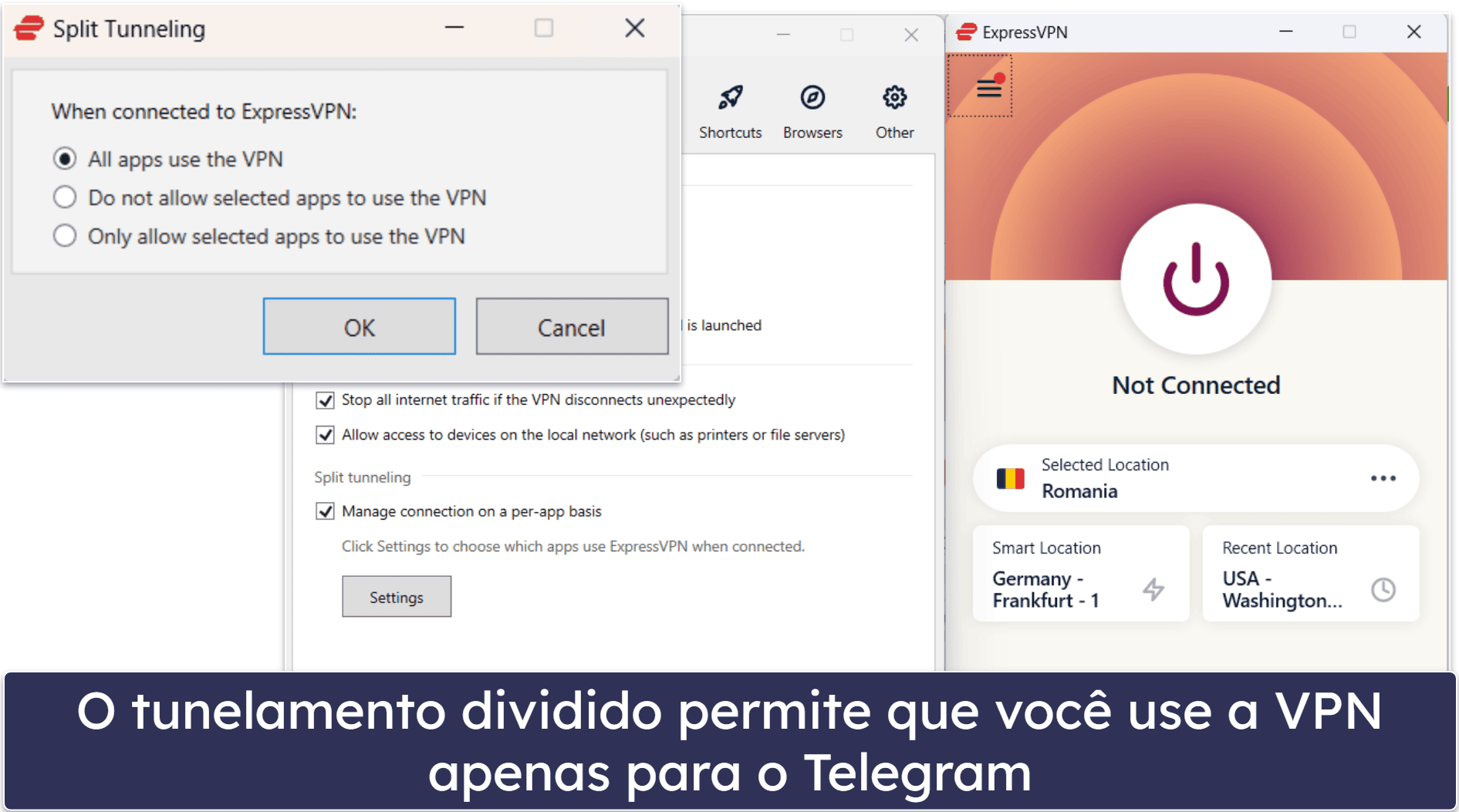 🥇1. ExpressVPN — Melhor VPN geral para Telegram