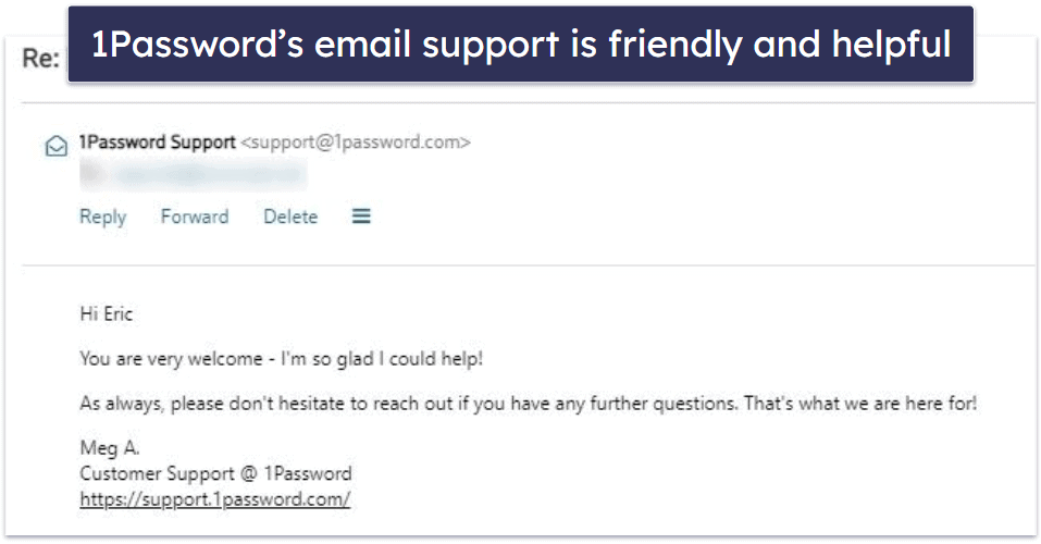 1Password Customer Support — Swift &amp; Helpful Service