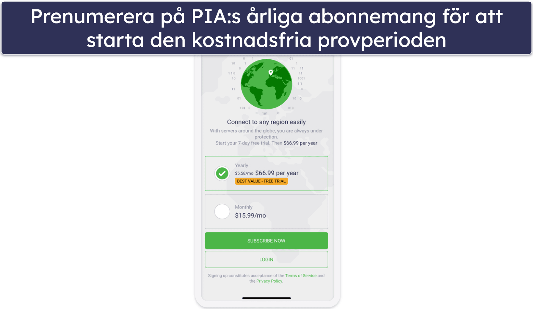 🥉 3. Private Internet Access — 7 dagars provperiod på mobilappar med fantastiska torrentfunktioner