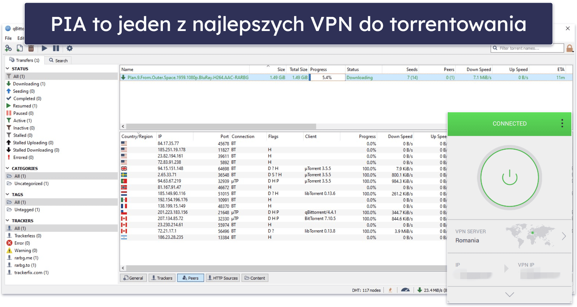 2. Private Internet Access — bardzo dobry VPN do torrentowania w Argentynie