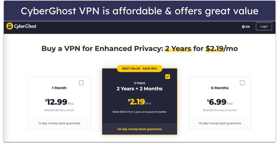 Plans &amp; Pricing — CyberGhost VPN Is More Affordable