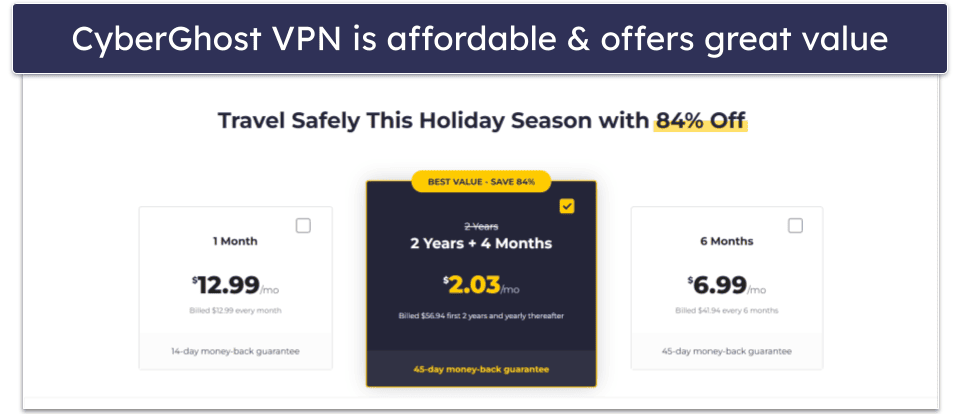 Plans &amp; Pricing — CyberGhost VPN Is More Affordable