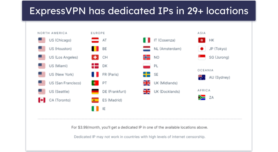 🥇1. ExpressVPN — Best Overall VPN With Dedicated IP Addresses