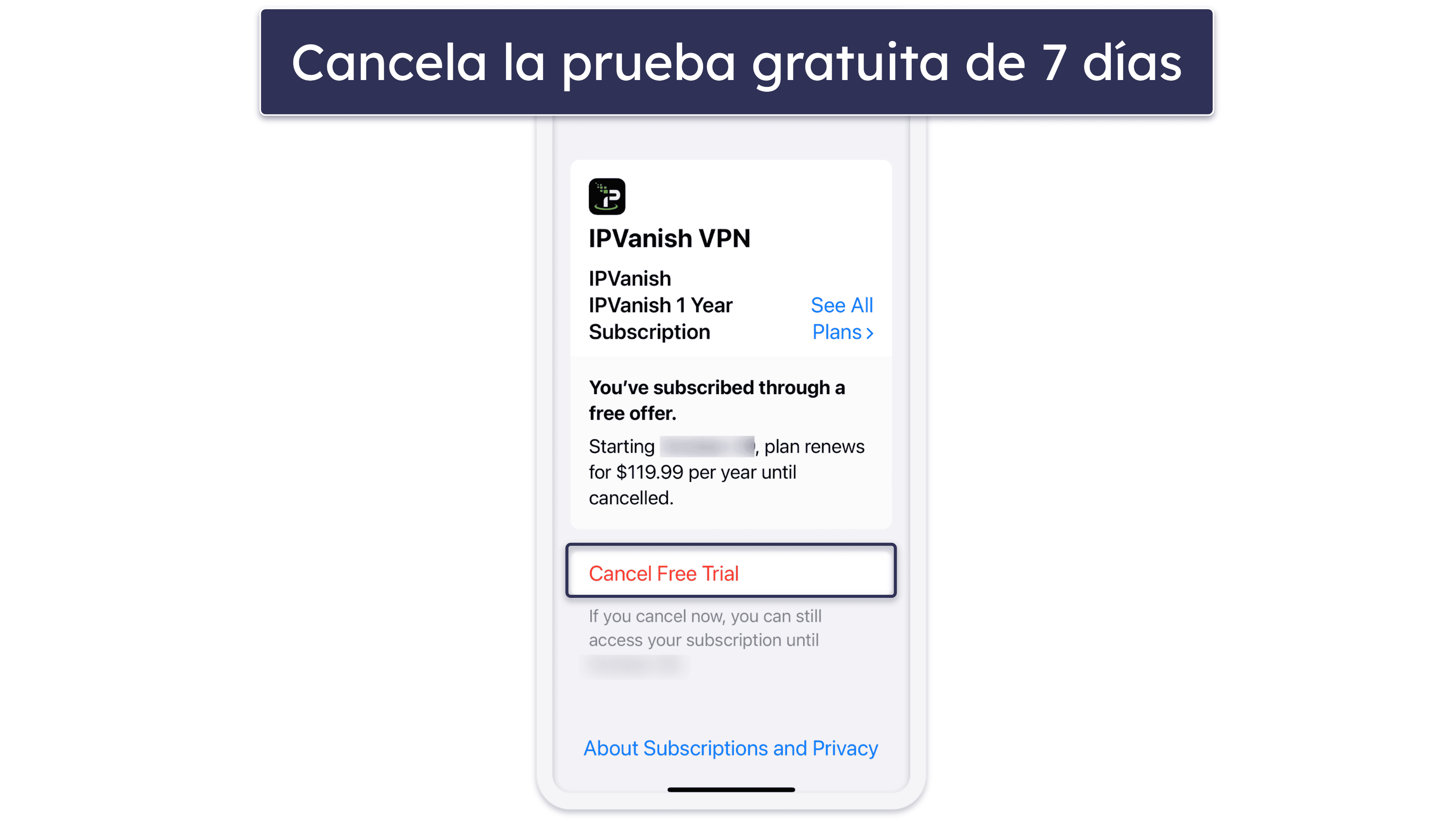 Cómo conseguir la prueba gratuita de 7 días IPVanish (solo para dispositivos móviles)