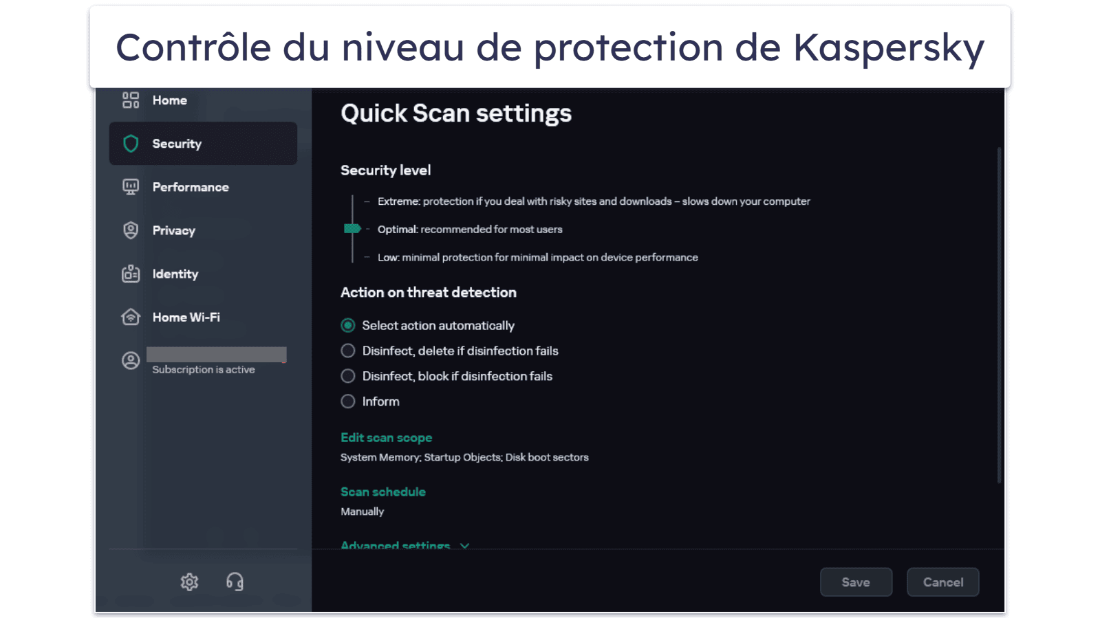 Facilité d’utilisation et de configuration de Kaspersky : Interface facile à utiliser + nombreuses options de personnalisation