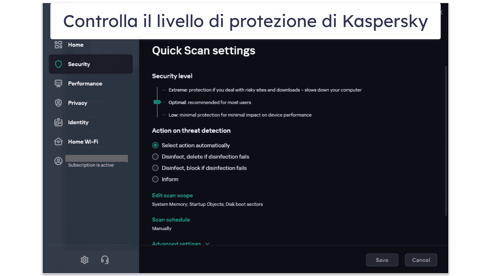 Facilità d’uso e configurazione di Kaspersky — Interfaccia facile da usare e numerose opzioni di personalizzazione