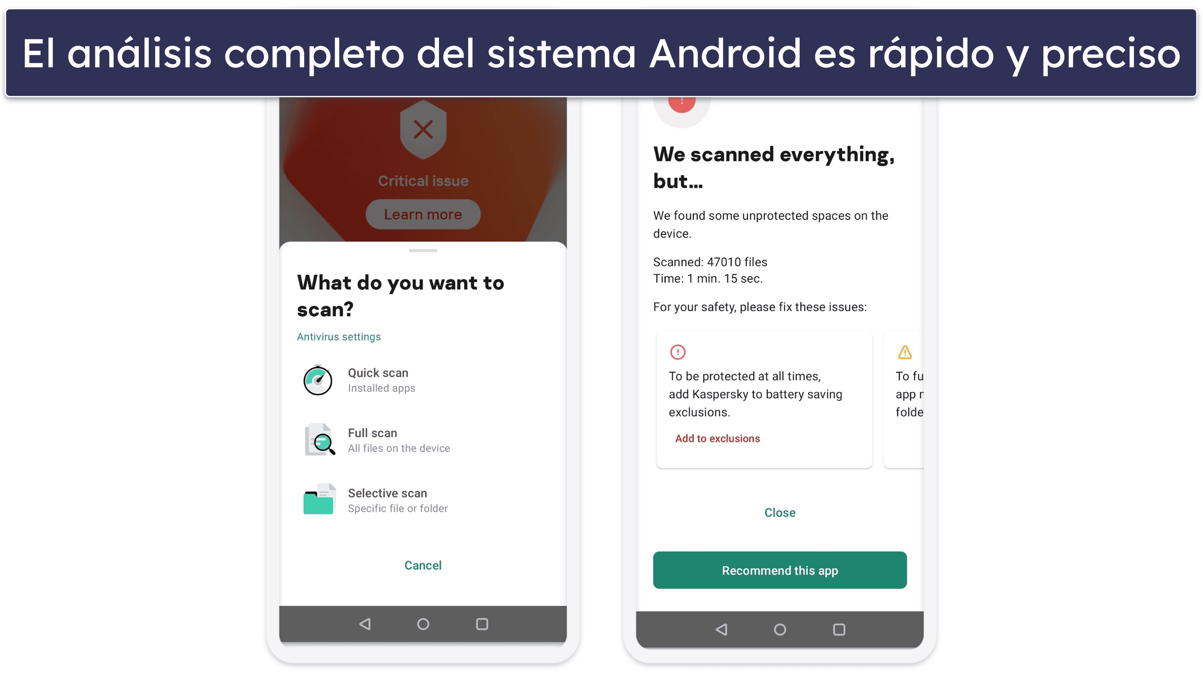 Kaspersky Mobile App: aplicación para Android bastante completa (aunque la aplicación para iOS podría mejorarse)