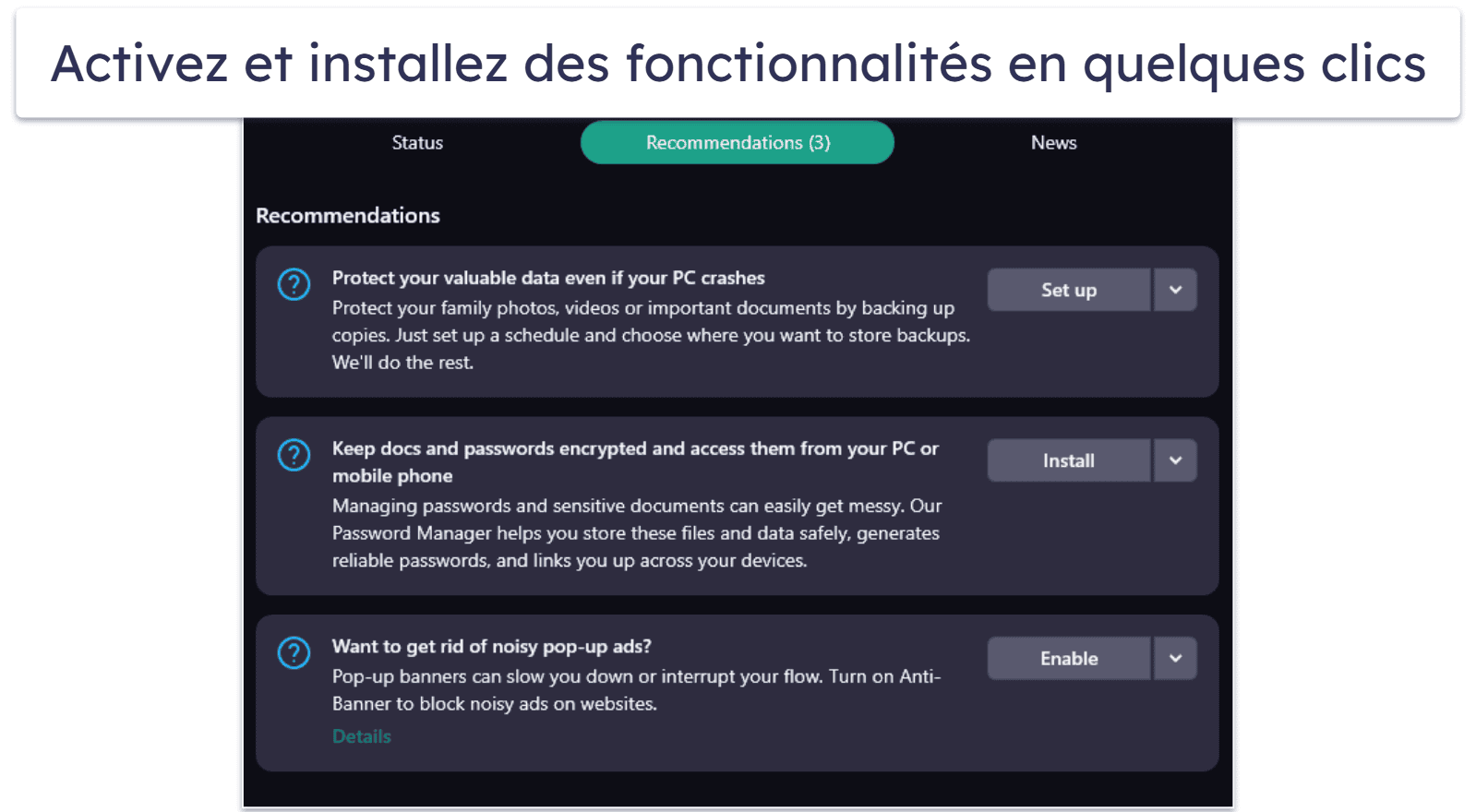 Facilité d’utilisation et de configuration de Kaspersky : Interface facile à utiliser + nombreuses options de personnalisation