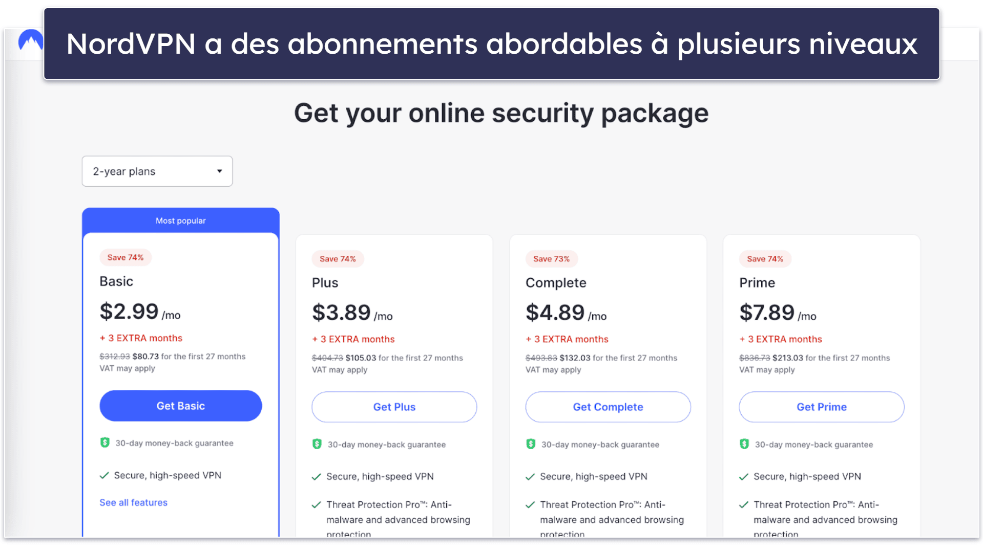 Forfaits NordVPN et tarifs