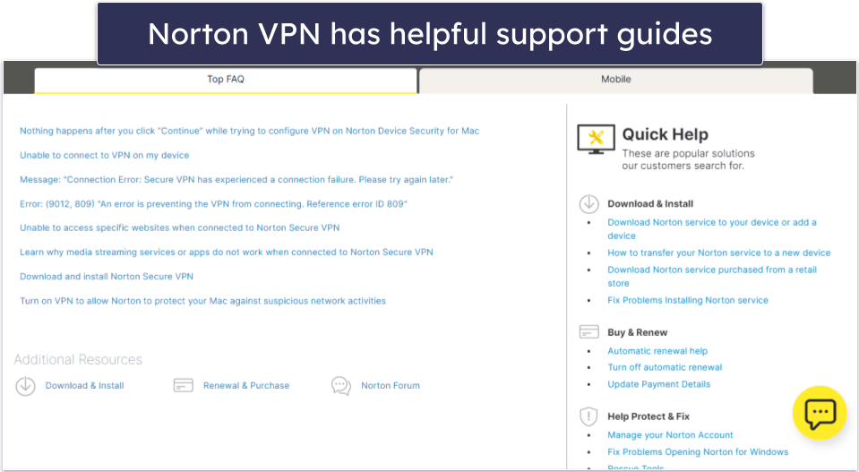 Norton Secure VPN Customer Support — Great Online Resources + Live Chat Support