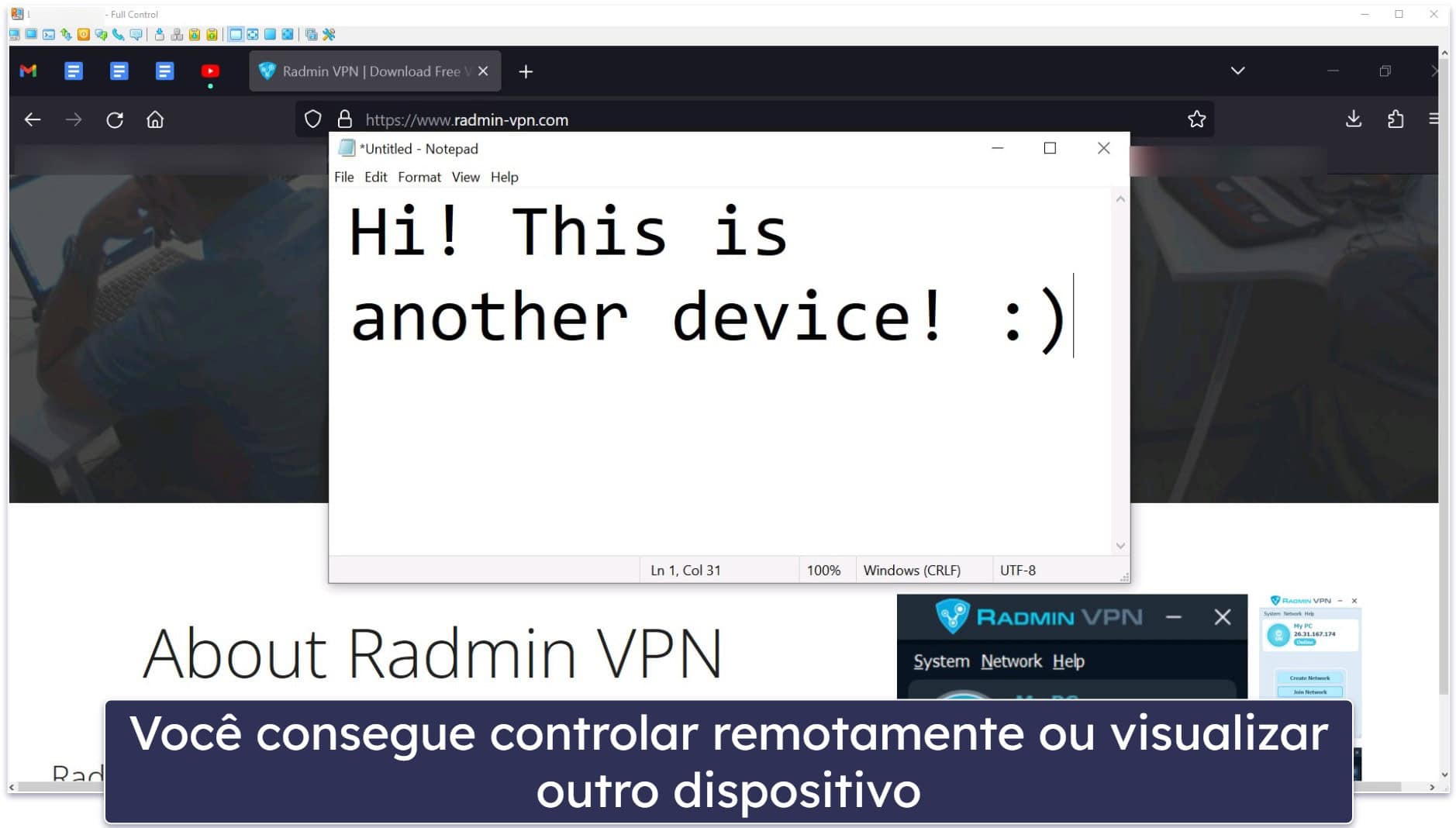 Recursos do Radmin VPN