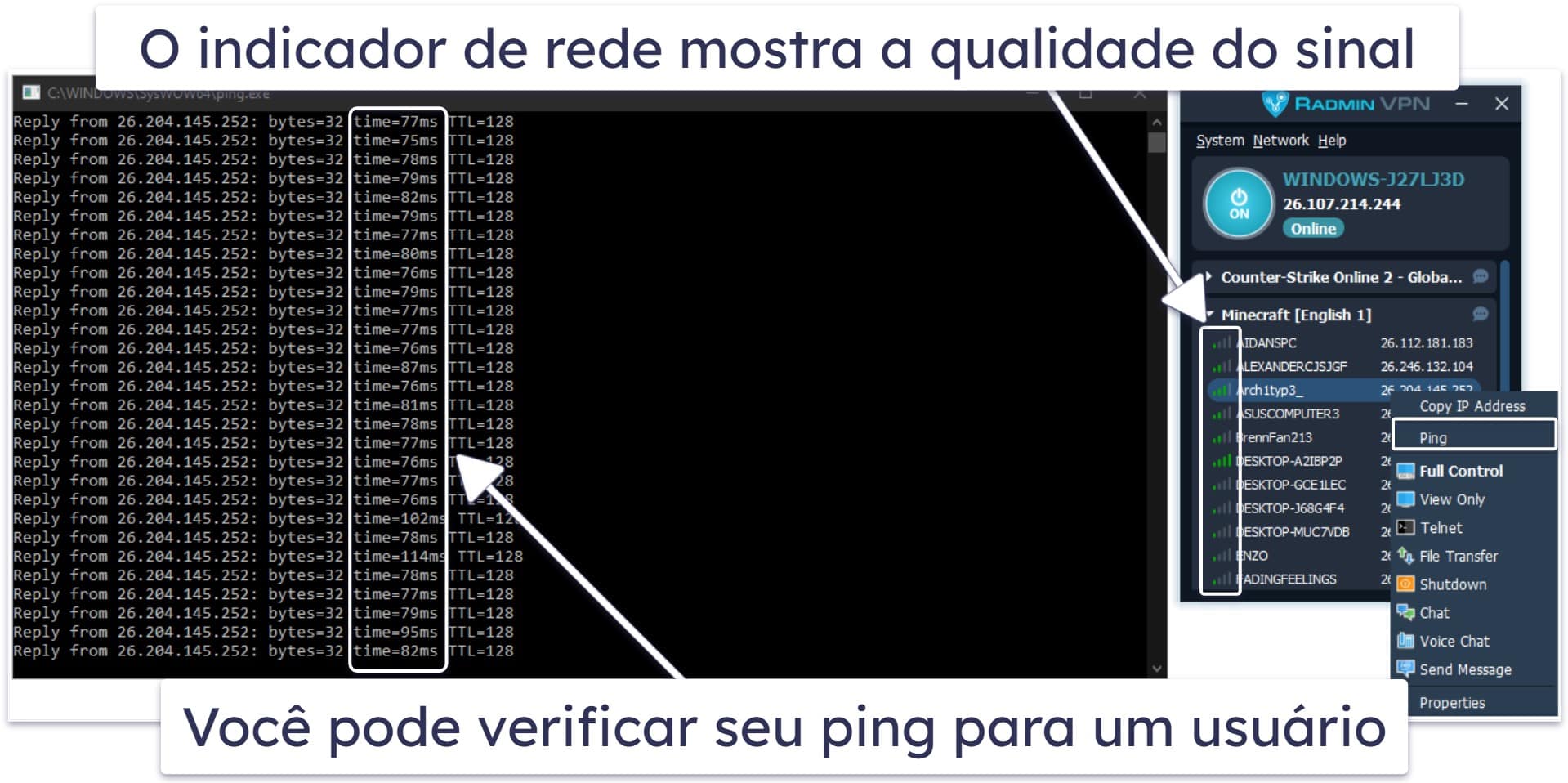 Velocidade e desempenho do VPN Radmin