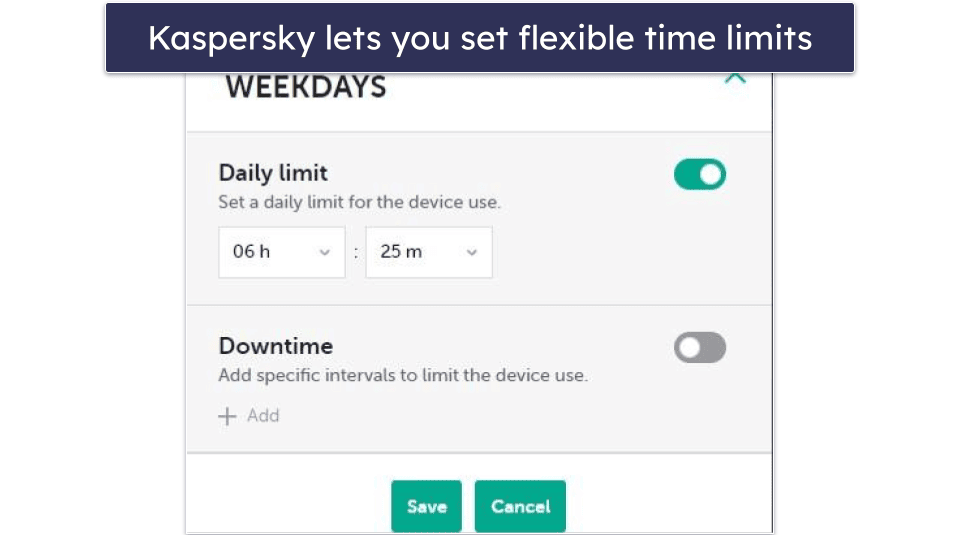 8. Kaspersky Safe Kids — Good Daily Time Limit Tool (With Statistics Reports)