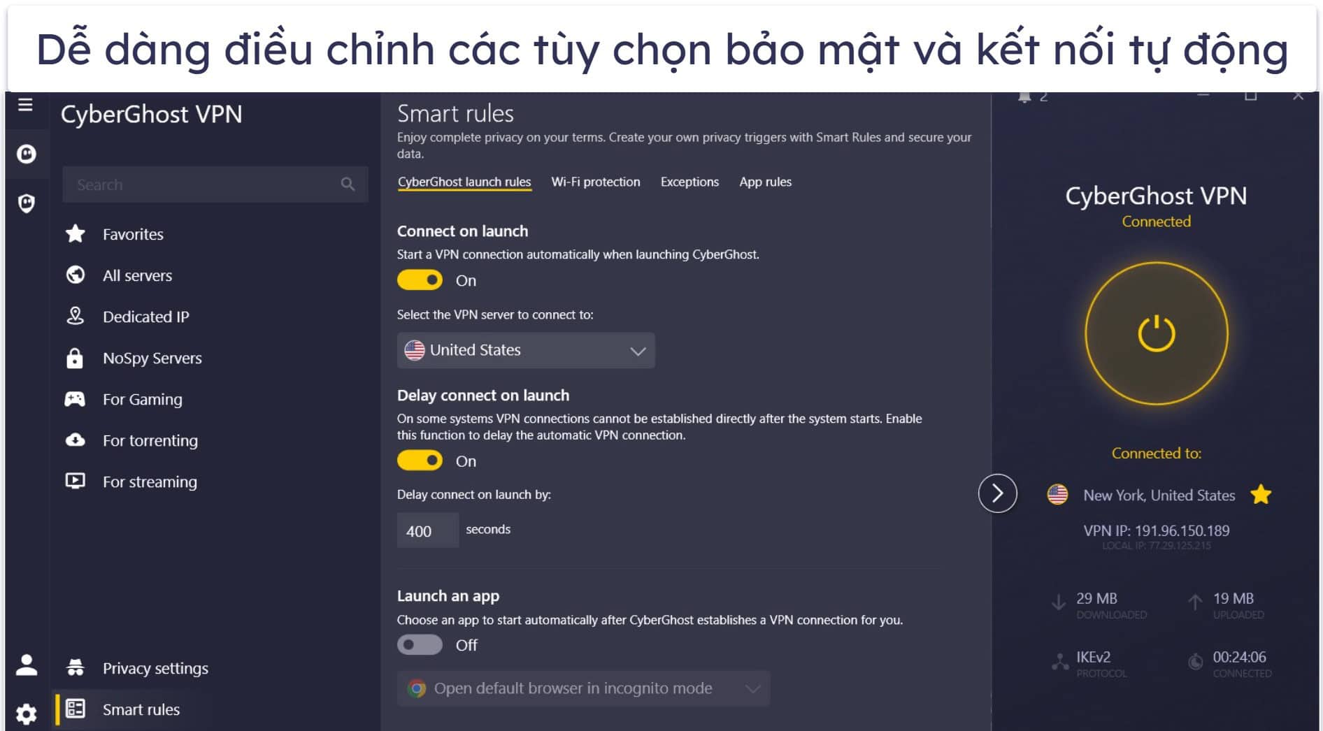 🥉3. CyberGhost VPN — Máy chủ chuyên dụng để chơi game