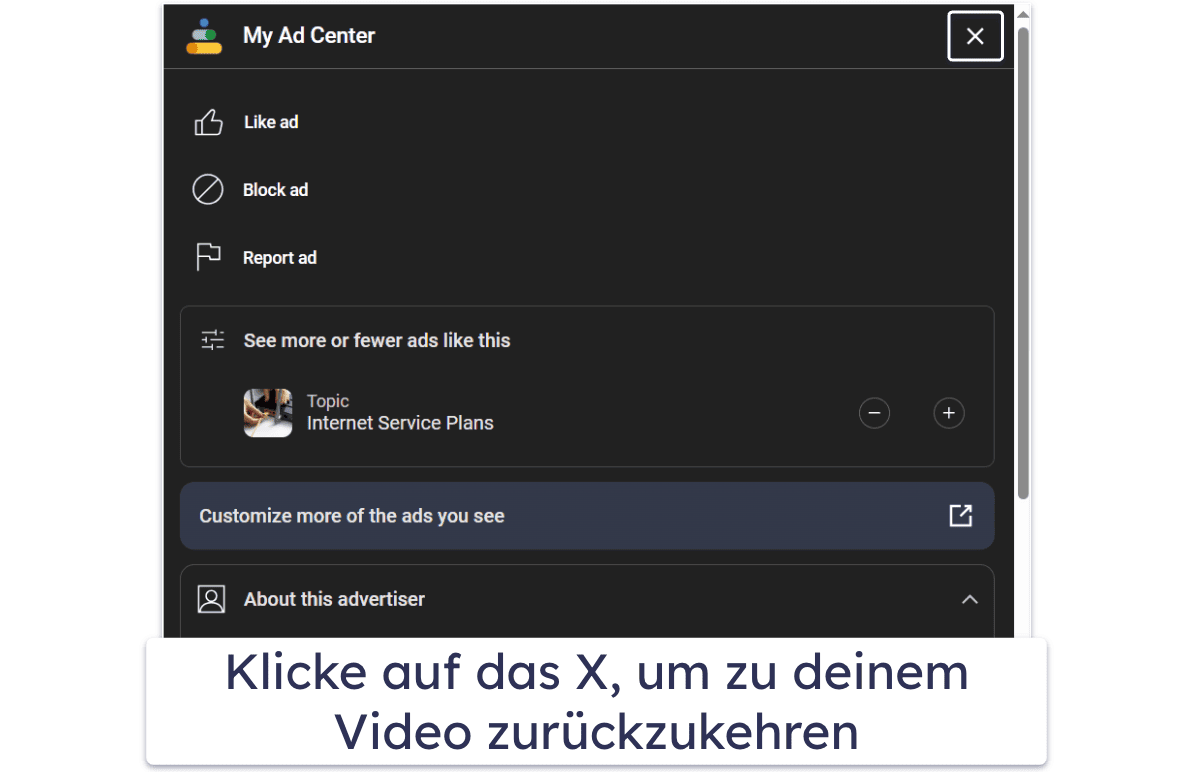 Wie kann ich eine bestimmte Werbeanzeige auf YouTube blockieren?