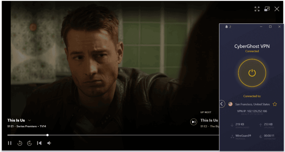 🥉3. CyberGhost VPN — Dedicated Servers for Streaming This Is Us