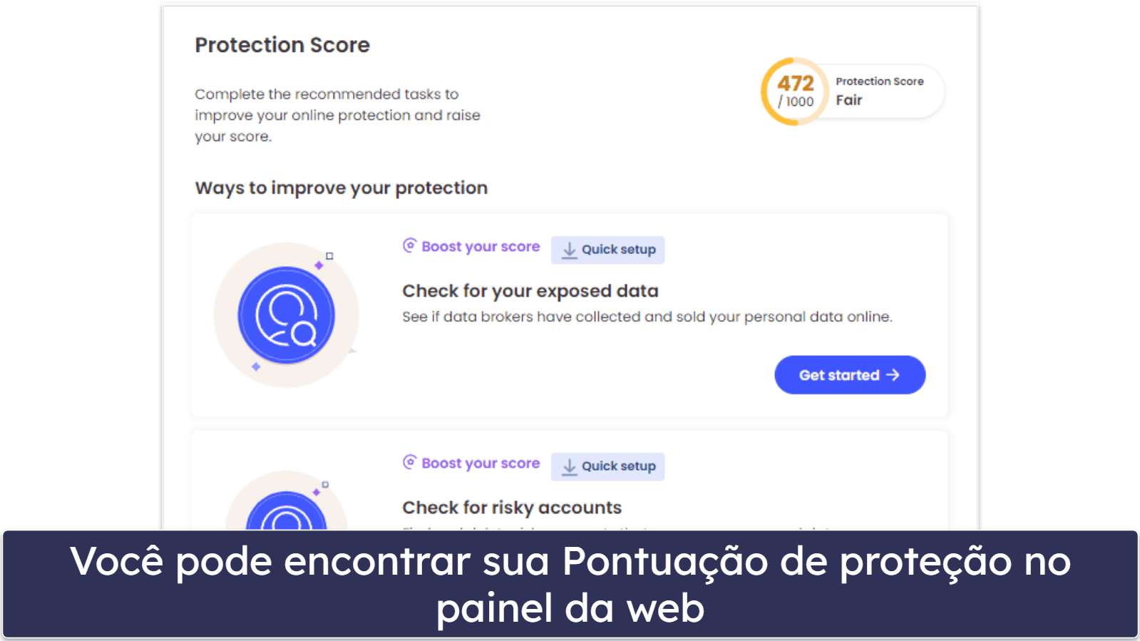 Facilidade de uso e configuração do McAfee — painel simples e fácil de navegar