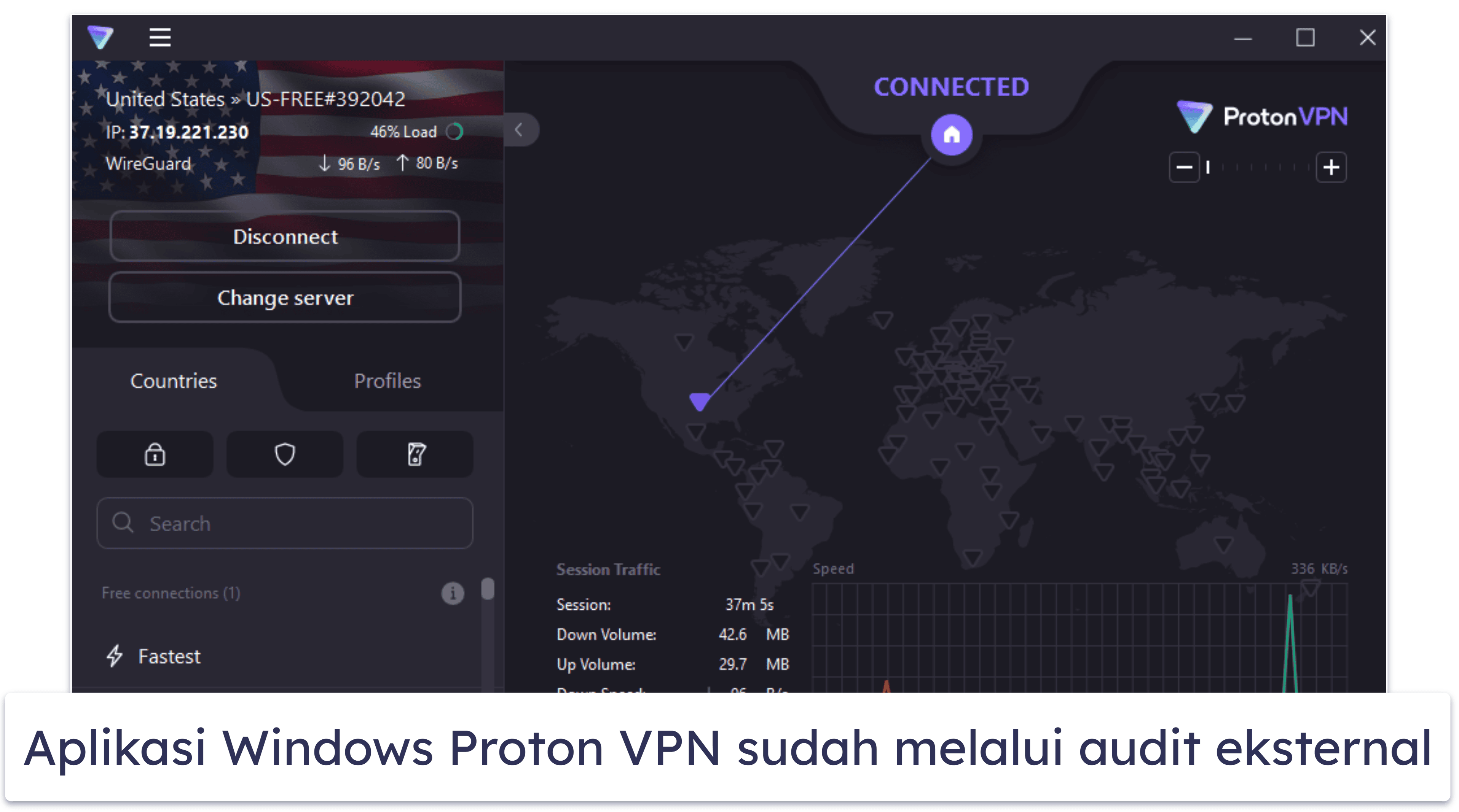 🥈2. Proton VPN – VPN Windows Gratis Terbaik dengan Kuota Data Tidak Terbatas