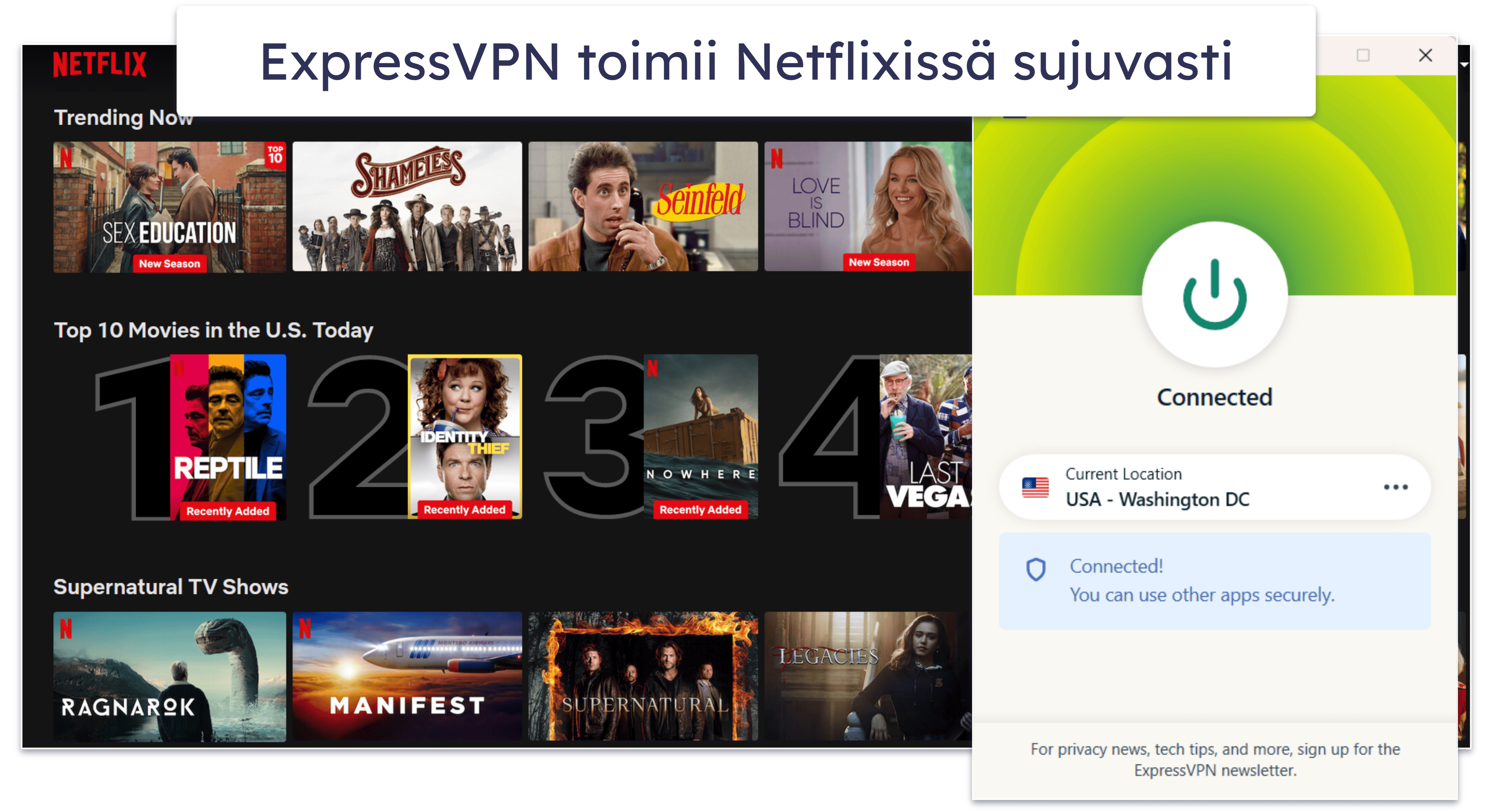 🥇1. ExpressVPN – Paras VPN Netflixin katseluun vuonna 2025