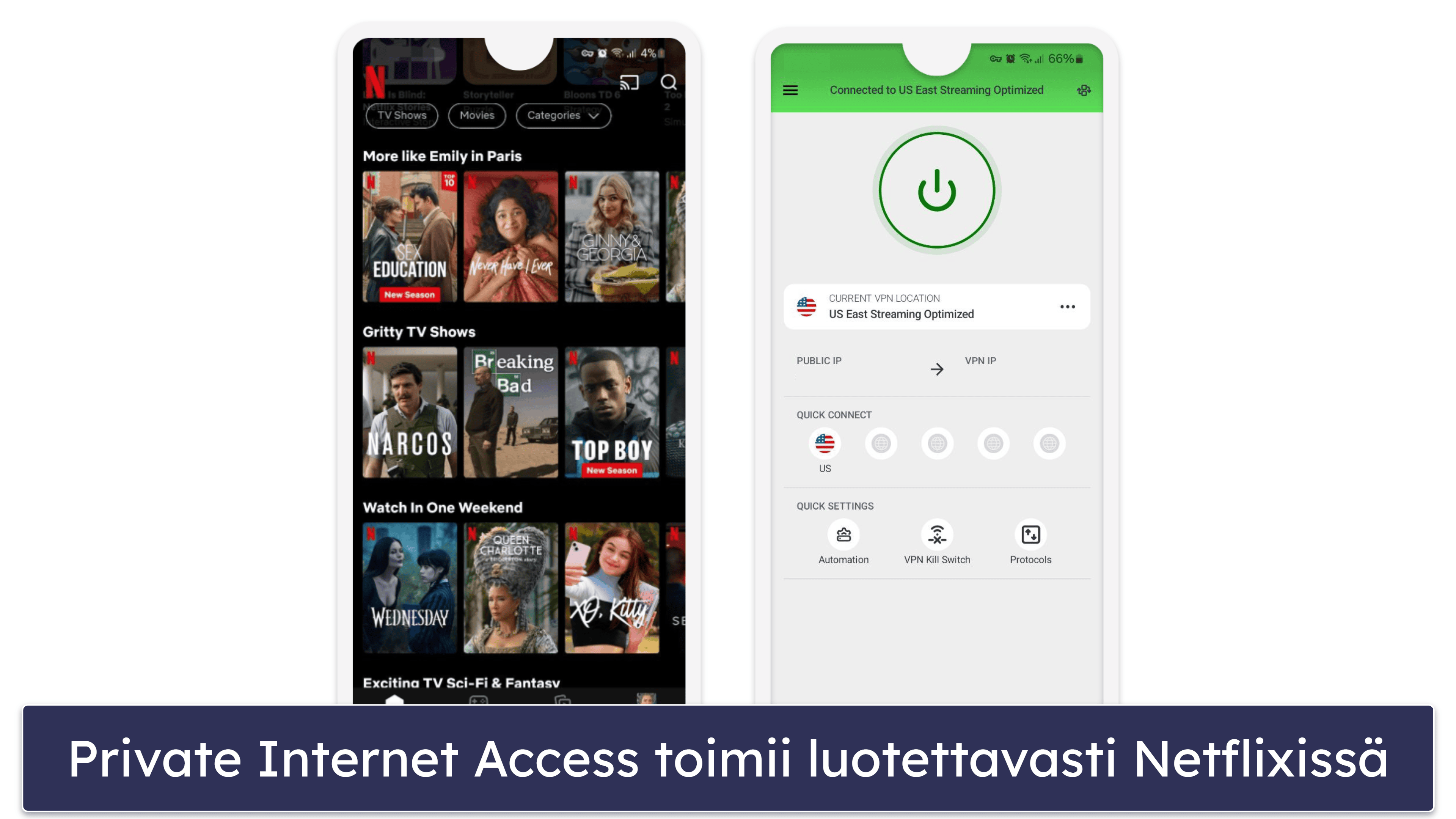 🥈2. Private Internet Access – Erinomainen VPN Netflixin suoratoistoon mobiilissa