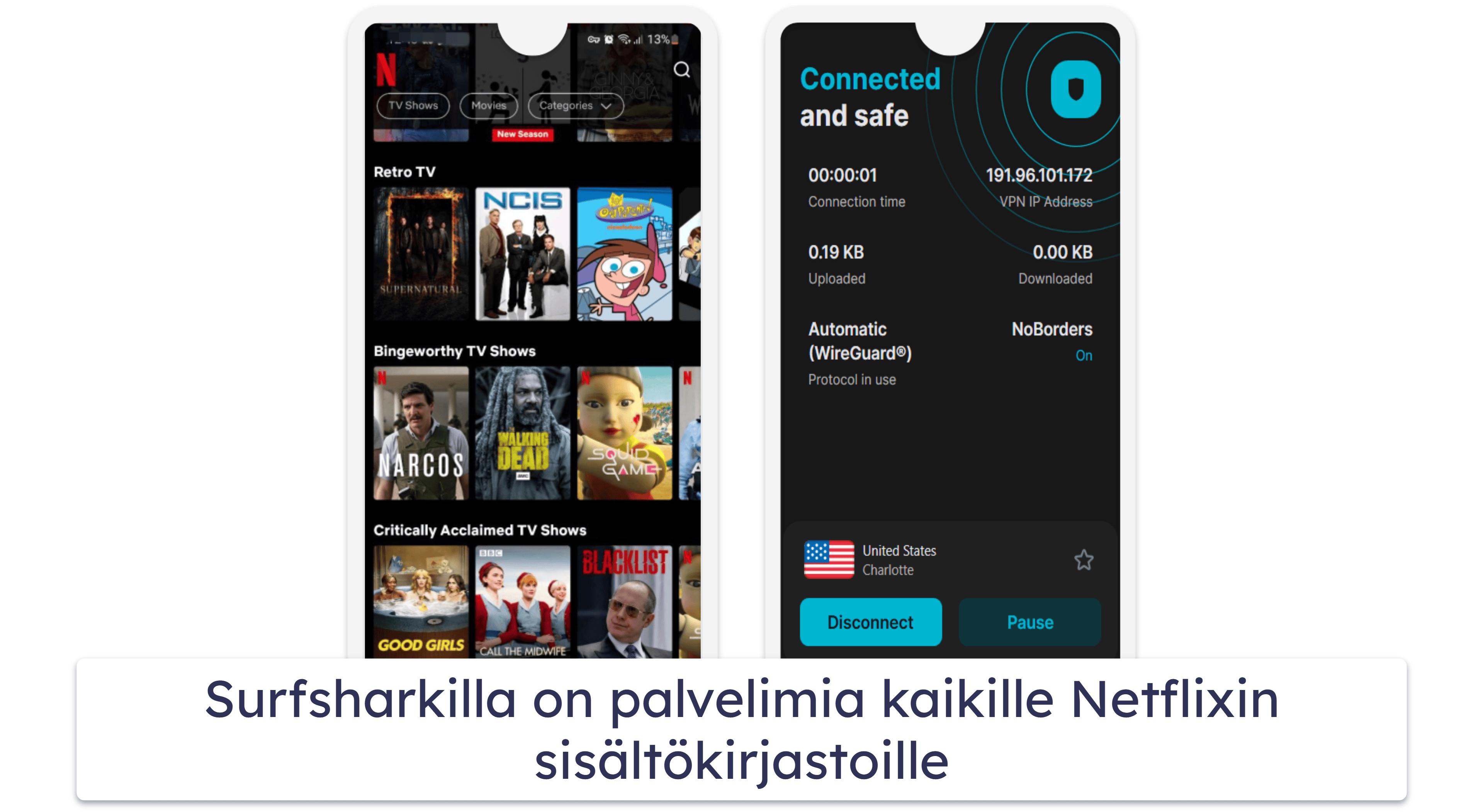 5. Surfshark – Hyvä palvelinverkko (Toimii Netflixissä)